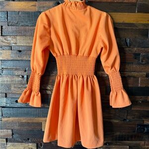 Vintage 1970s Handmade Prairie Dress | Smocked Orange Dress